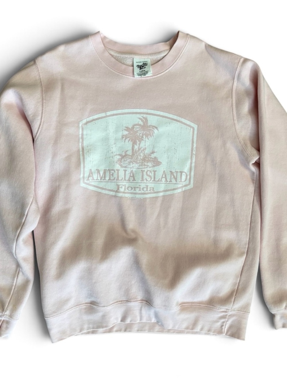 Pacific & Co Amelia Island Florida Pink Graphic Crewneck Sweatshirt Size Large